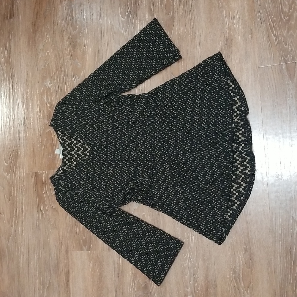 (M) Dana Buchman Textured Flared Sleeve Top Boho Abstract Geometric Whimsical